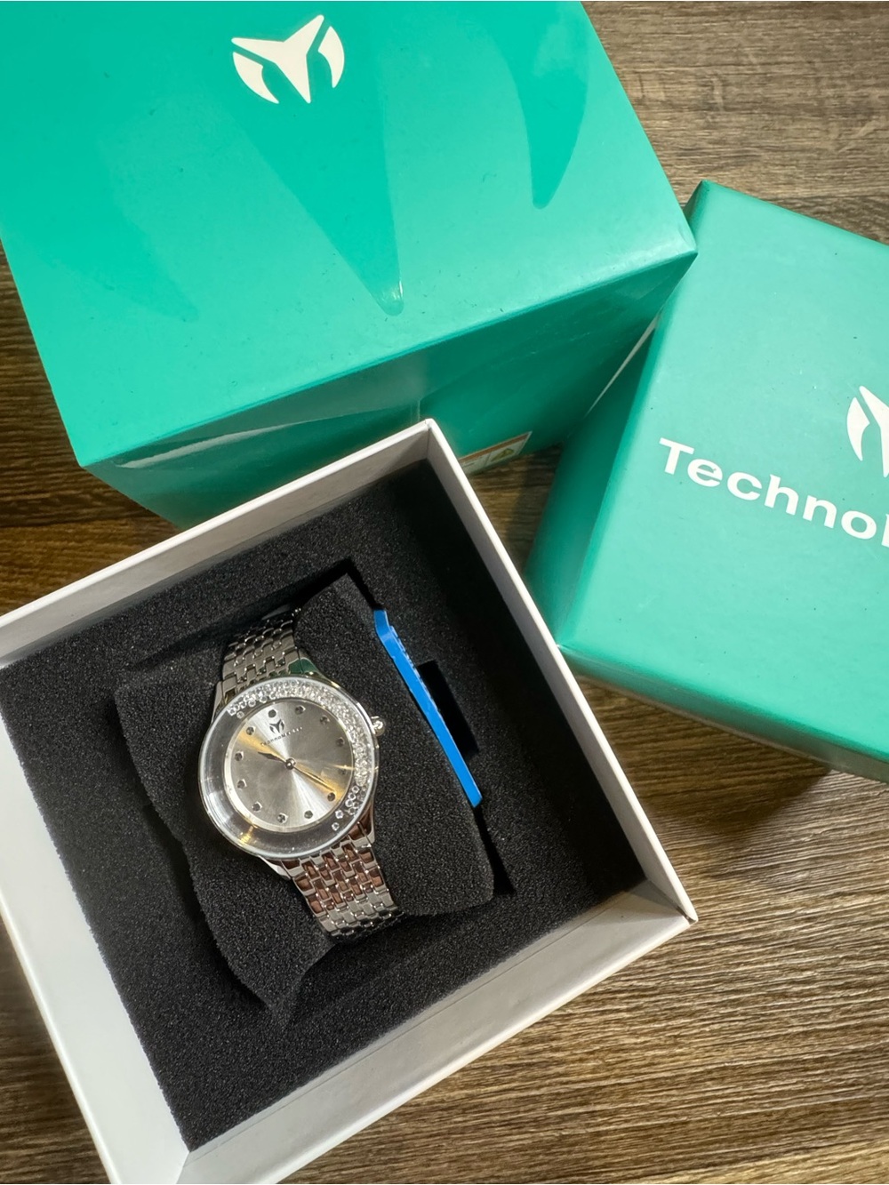 Technomarine Silver Women's Bracelet Watch with Floating Crystal Bezel